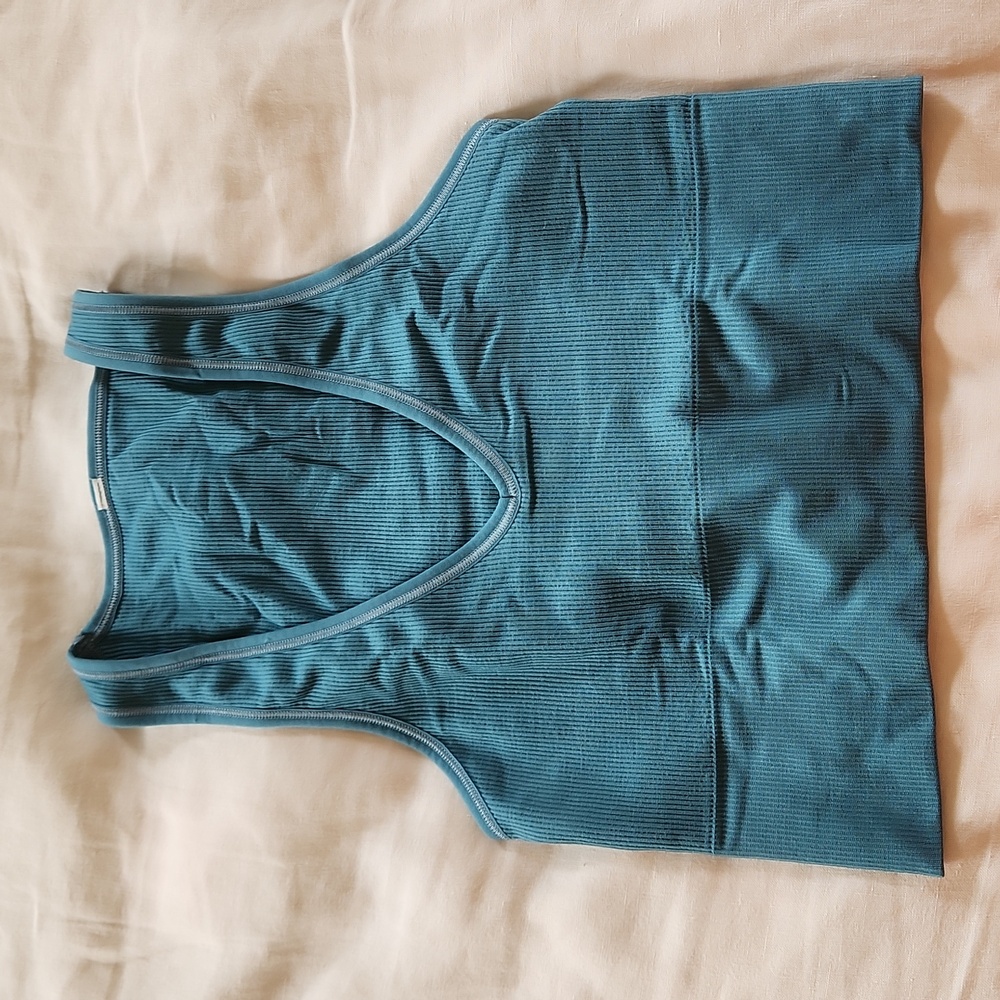 Athleta Aurora Seamless Crop Rib Tank Dark Surf Teal